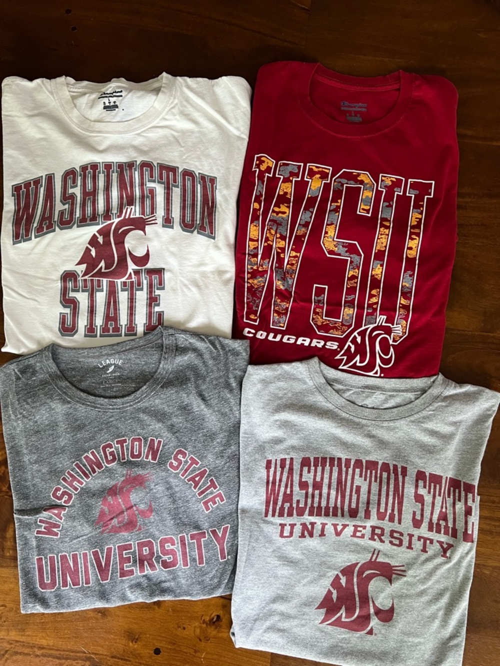 4 Washington State WSU Cougars t-shirt BUNDLE Size L